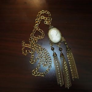 Long Statement Necklace w Cameo